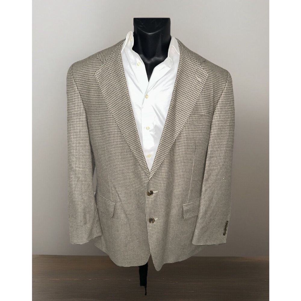 Oak Creek 44L Brown Houndstooth Three Button Single Vent Jacket Blazer